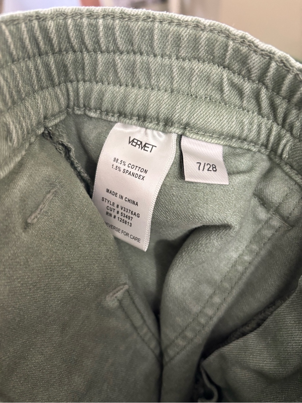 Vervet Olive Green Cargo Pants Size 28 High Rise Utility Straight Leg - Picture 7 of 8